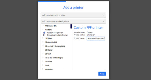 Come importare i profili della stampante 3D Anycubic FDM in Cura