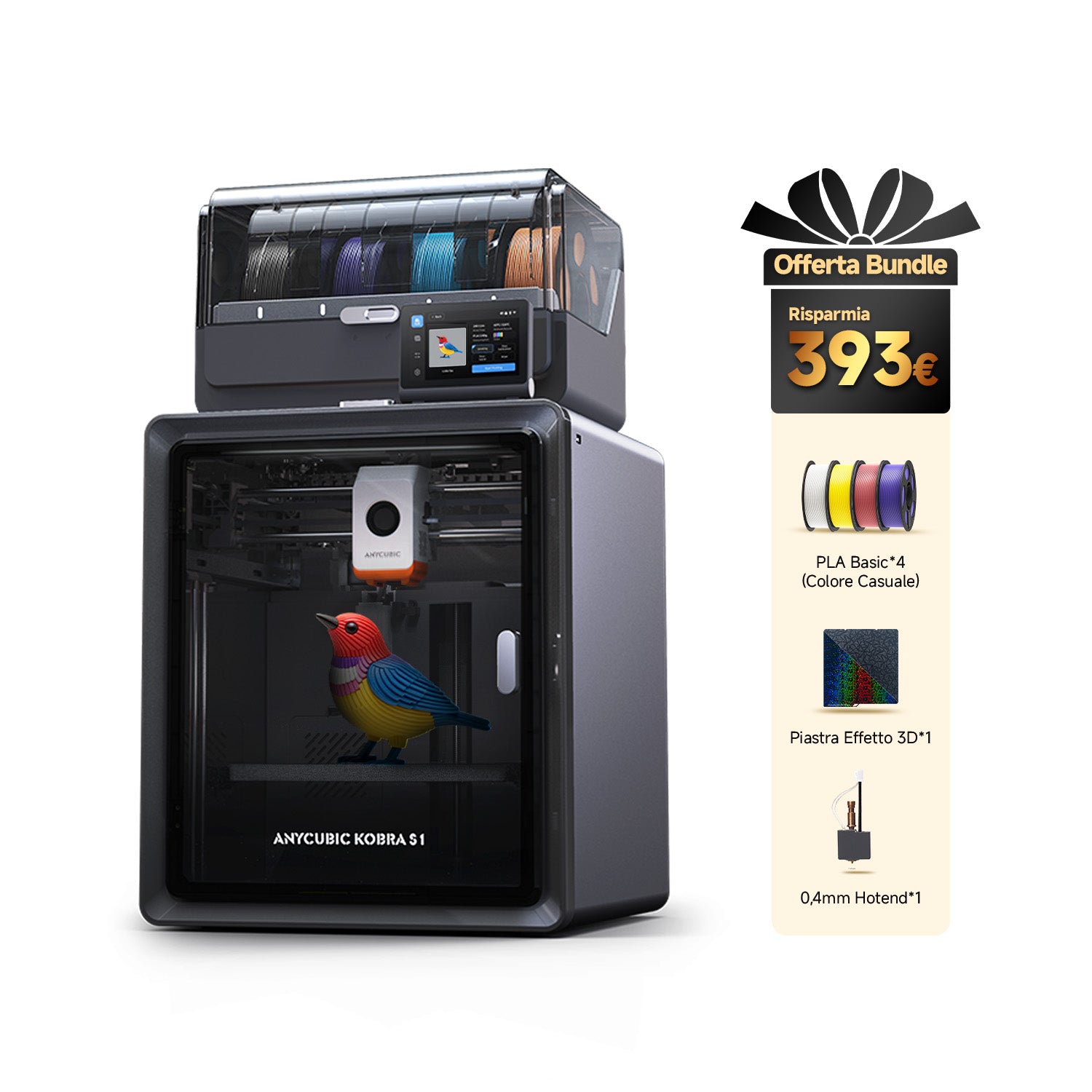 Anycubic Kobra S1 Combo Bundle | Stampante 3D ad Alta Velocità con